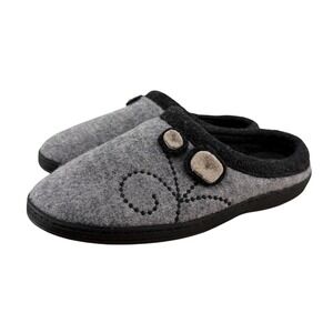 Acorn Womens Gray Boiled Wool Mule Slippers Fleece Lined Clog Shoes Size 6.5-7.5